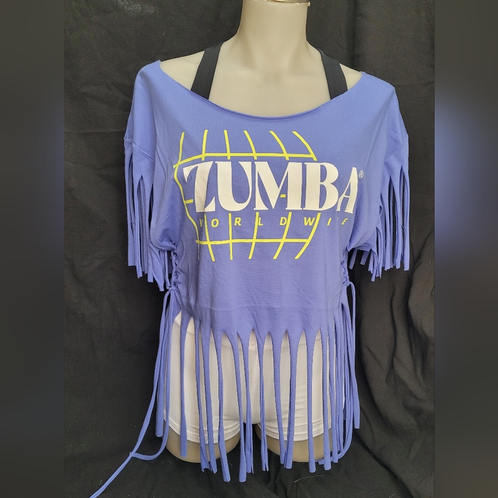 Zumba Blue Fringe Top